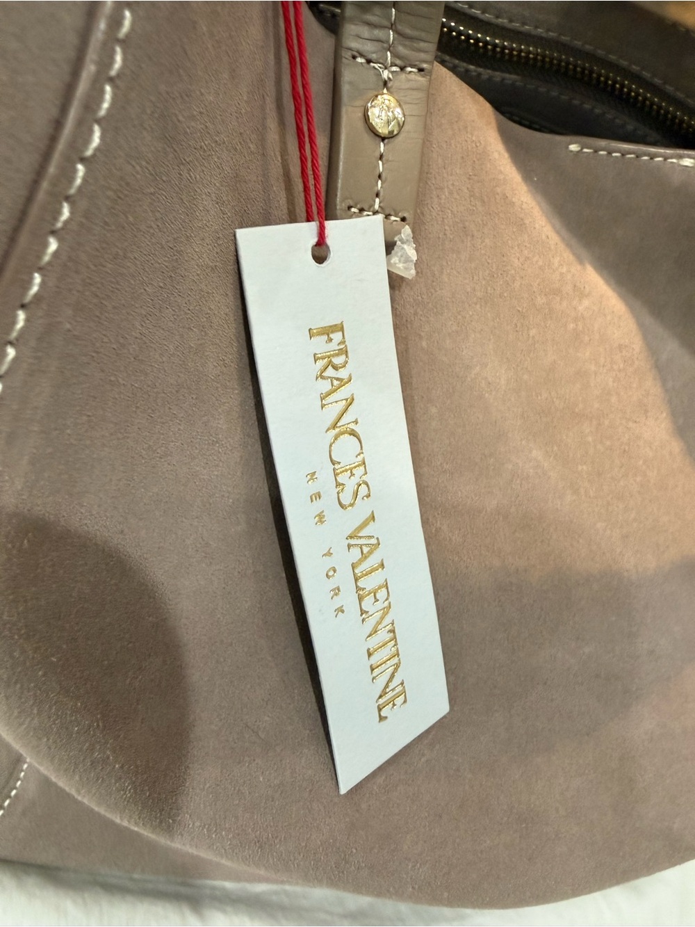 Frances Valentine Taupe Suede Shoulder Bag